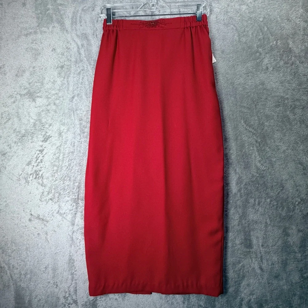 NWT R&M Richards Red Skirt Suit‎ 8 Petite Embellished Evening Church Holiday Set